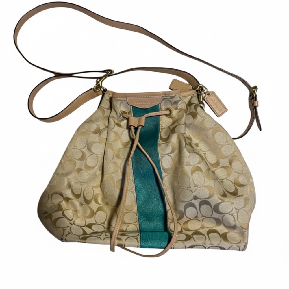 Coach Beige and Teal Shoulder Bag